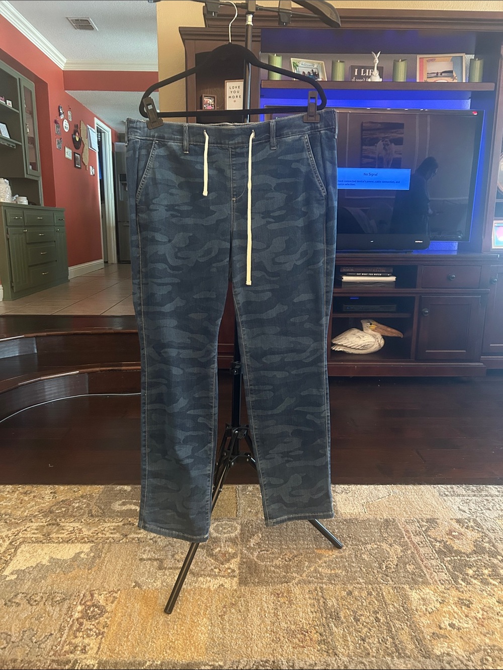 Navy Camo Drawstring Jeans